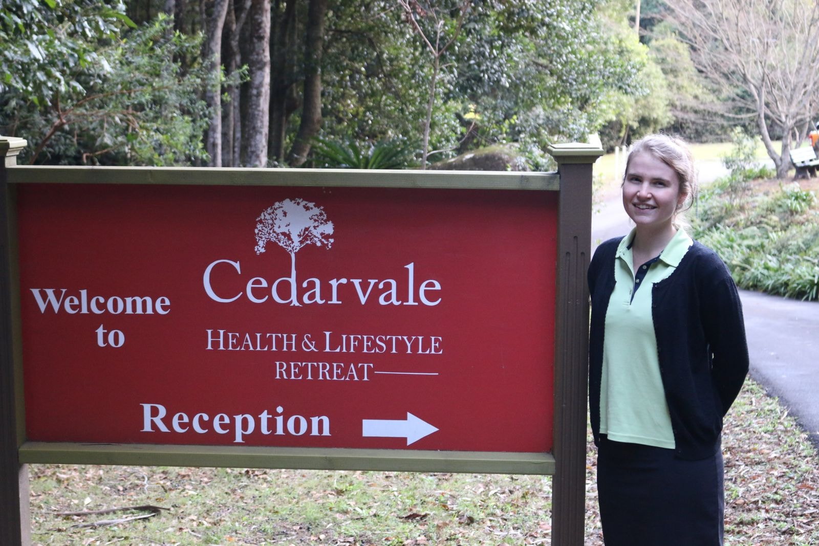 The welcome sign at the retreat reception